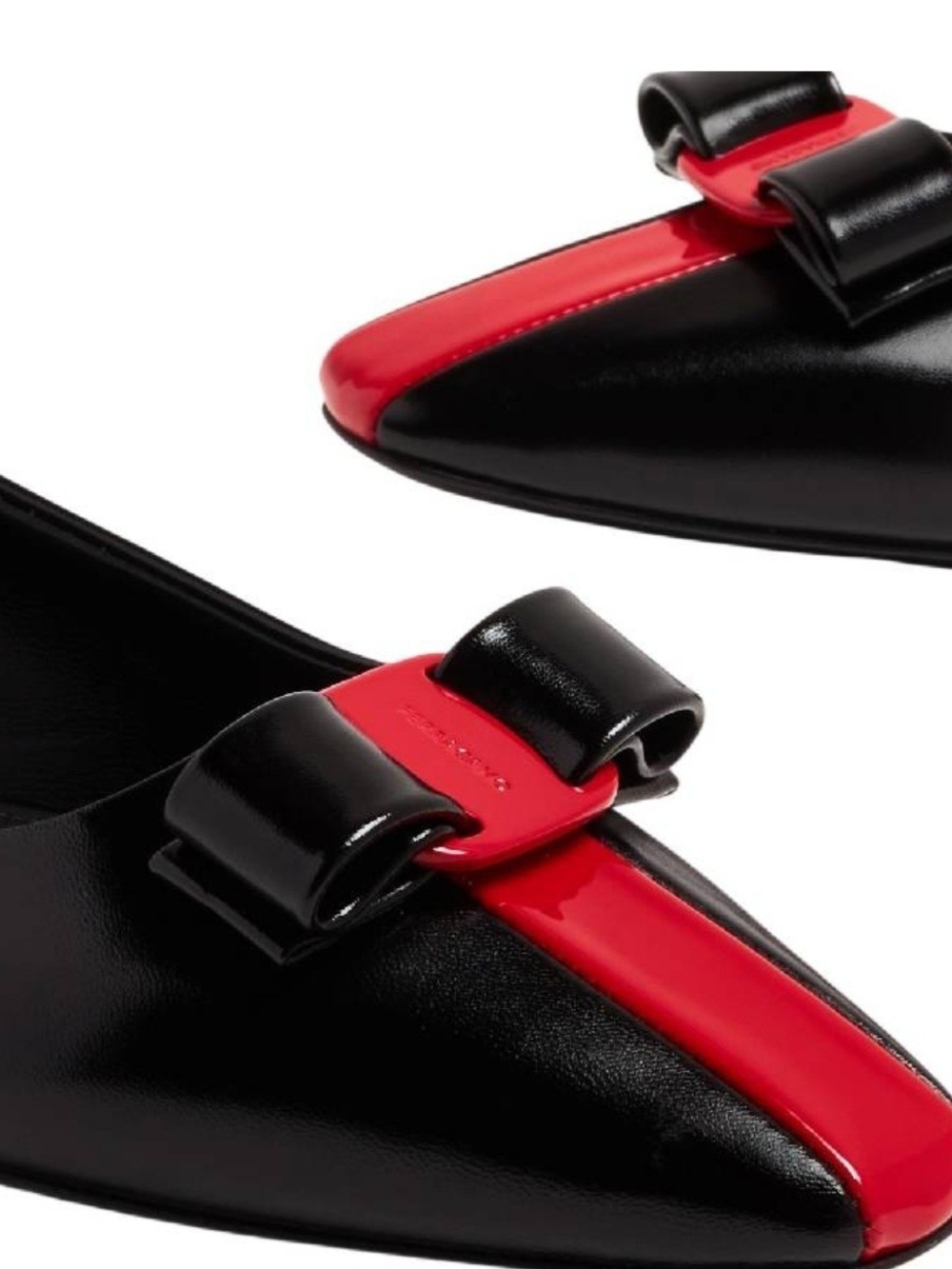 Salvatore Ferragamo Women's Siwar Black/Red Leather Bow Ballet Flats Size 9D NWB